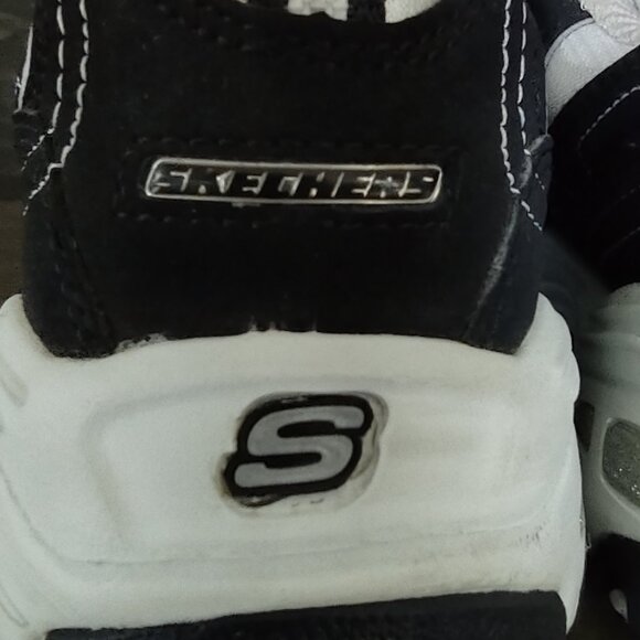 Skechers Women's  D'Lites Sport Biggest Fan Black White Glitter Size 7.5 - Picture 7 of 15